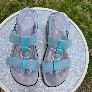 Alegria JULIA Aqua Double-Strap Genuine Leather Sandals (Size 11)